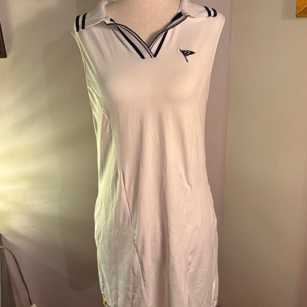 L’Oeuf Poche white/blue collared polo preppy sporty athletic/tennis dress M